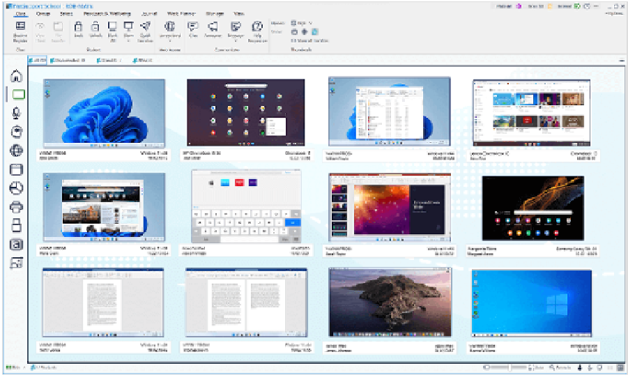複数端末のデスクトップ画面を一覧表示／教室の配置通りに先生画面のレイアウト設定