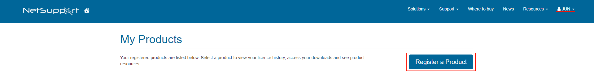 4.ご購入製品の登録 「Register」をクリックし、ページ内の各項目を入力して登録(Submit)します。