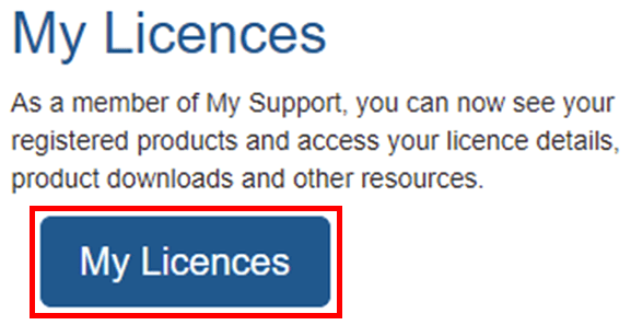 My Licenses（製品ごとのライセンスキー情報）